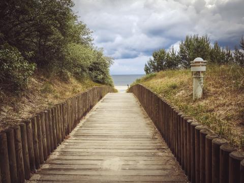 Walking onto the beach