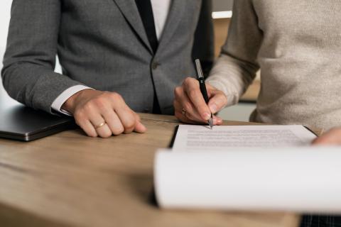 People reviewing document